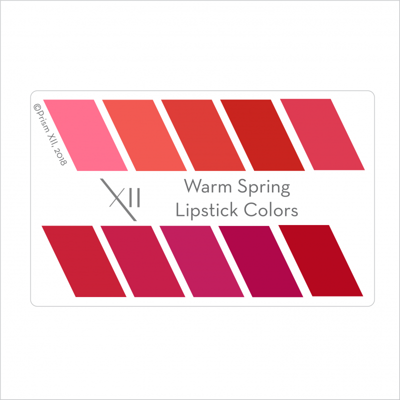 PrismXII Warm Spring Top10 Lipstick Color Card