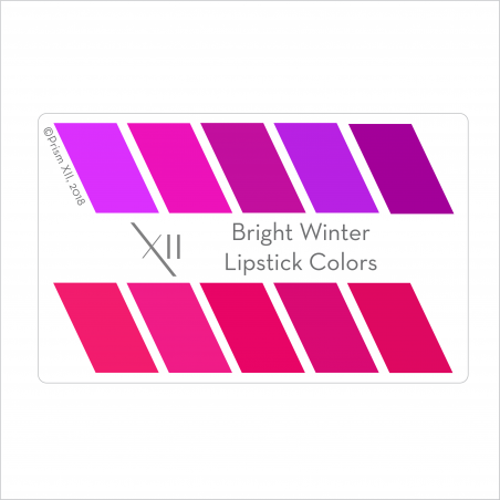 PrismXII Bright Winter Top10 Lipstick Color Card